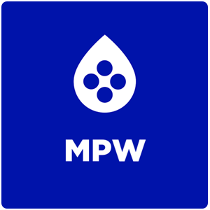 blue card with mpw logo