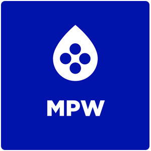 blue card with mpw logo